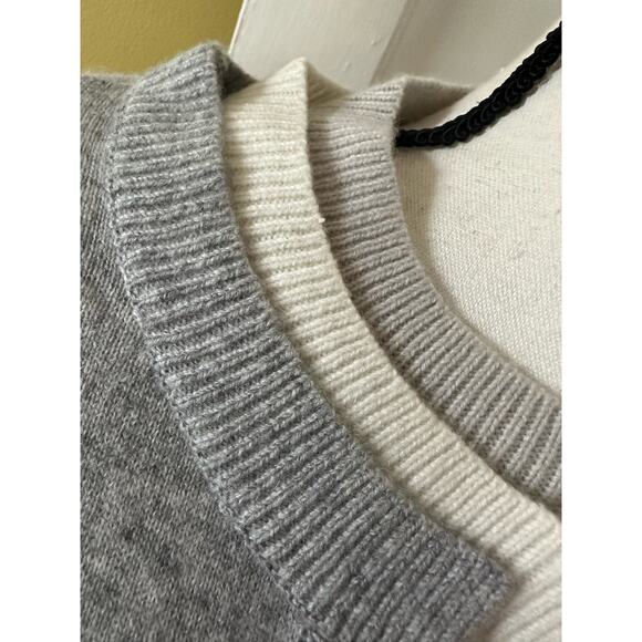 NWT Diane Snyder Cashmere Glenn Triple Band Gray Layered Cardigan size M - Picture 9 of 16